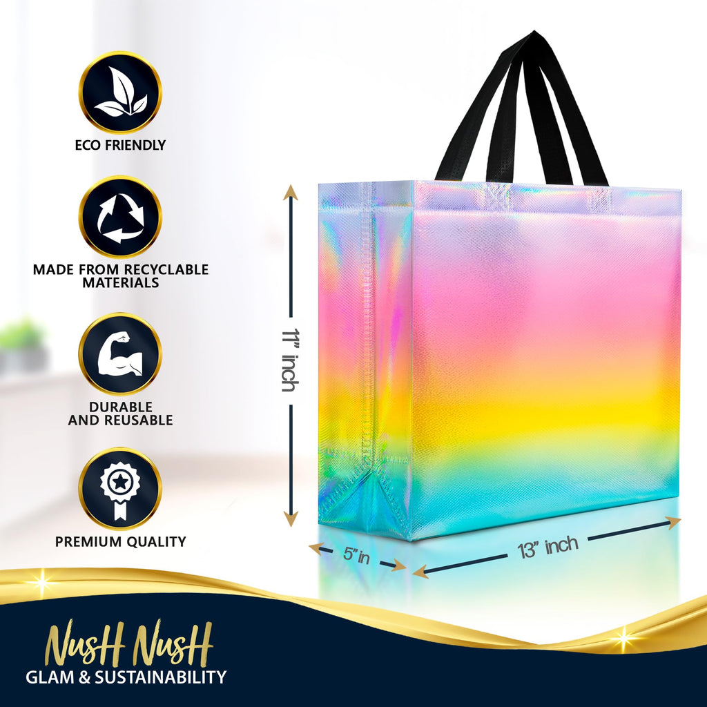 Nush Nush Large Fantasy Pastel Gift Bags with Handles, 13x5x11, Set of 12
