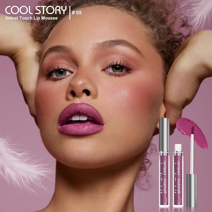 Matte Velvet Lip Mousse Lip Mud, Shade #05 Violet Pittas Blaze, Waterproof Long‑Wearing Non‑Fade Lipstick, Smooth Pigmented Transfer Proof Lip Color Daily Lip Cosmetic (05#Violet Pitaya Blaze)