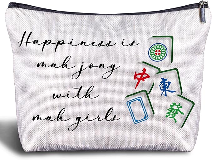Zomhix Mahjong Gifts Cosmetic Bag - Mahjong Makeup Bag Women's Zippered Bag, Friendship Gifts for Mahjong Lover- A