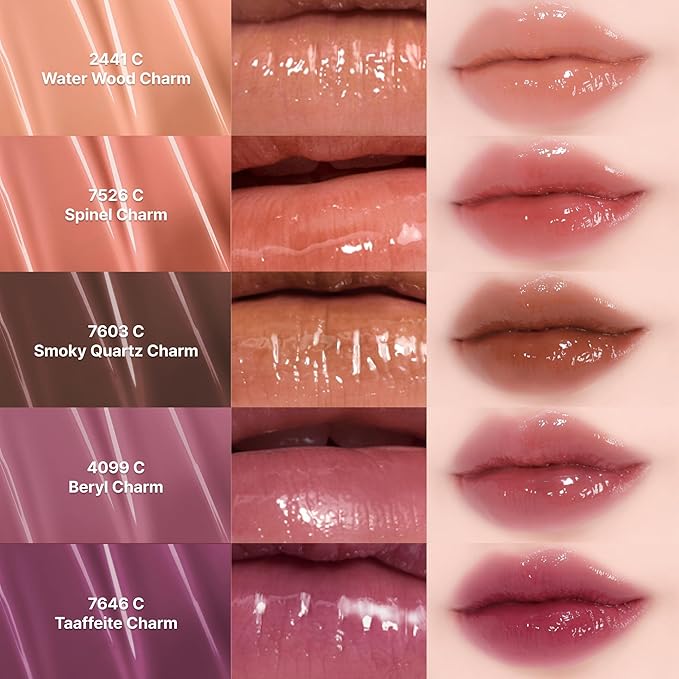 ENTROPY Makeup 2-in-1 Charm Shiny Glowy Lip & Cheek Gloss Tint Keychain, High Pigment Glossy Lip Color & Plumping Gloss, C1 Opal Charm