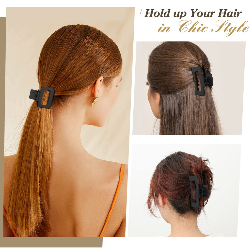 Shinowa 3 Pack Hair Claw Clips, Square Claw Hair Clips for Women Girls