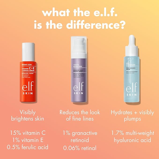e.l.f. SKIN Bright Icon Vitamin C + E + Ferulic Face Serum, Brightening & Soothing with 15% Vitamin C, Vegan & Cruelty-Free