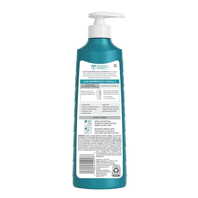 Curel Itch Defense In Shower Lotion For Wet Skin, 12 fl oz