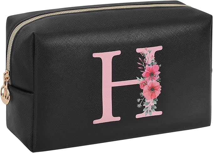 Initial Makeup Bag for Women, Travel Makeup Bag Small Cosmetic Bag, Birthday Gifts for Girls and Women, Teen Girls Gifts Trendy Stuff, Personalized Gifts for Grandkids Teacher Friends Bride Bridesmaid