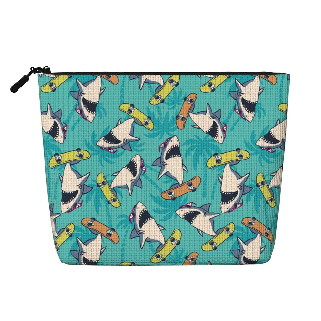 MOLAIGIN Surf Whale Shark Ocean Nautical Skateboard Cosmetic Bag For Women, Travel Makeup Bag, Toiletry Zipper Bag, Large Capacity Aesthetic Cases