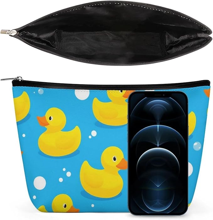 Meaudiwes Women's Toiletry Bag, Travel Cosmetic Bag, Large Makeup Case, Yellow Rubber Duck Personality Fashion Zipper Cosmetic Case