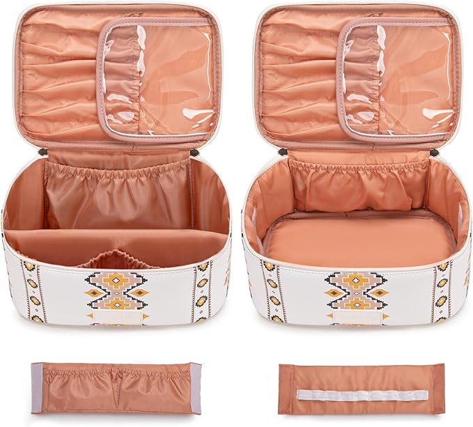 Wrangler Travel Makeup Bag 2pcs Set Cosmetic Bag with Makeup Brush Holder