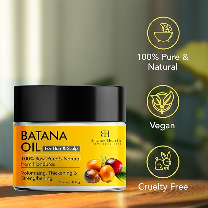 Botanic Hearth Pure Organic Raw Batana Oil for Hair Growth - 3.5 fl oz