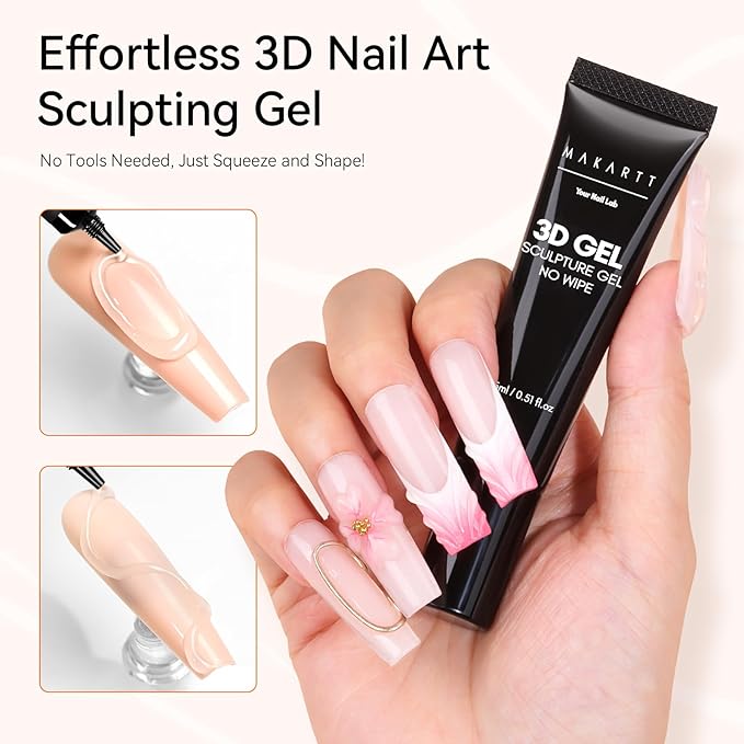Makartt 3D Nail Gel, 2 Pcs 15g Nail Sculpting Gel for Molding and Drawing