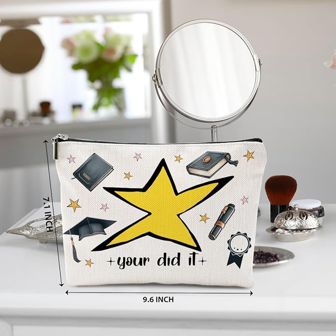 BQXH Graduation Gifts Makeup Bag Cosmetic Bag, Senior Night Gifts Congrats Grad Travel Organizer Zipper Pouch Graduation Gift for Women Doctorate PHD Master Degree Female Her College Senior
