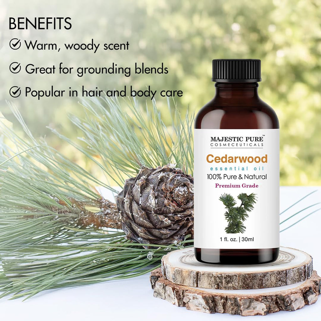 Majestic Pure Cedarwood Essential Oil for Diffuser - 1 Fl Oz