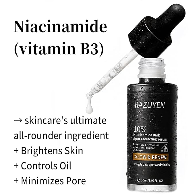 RAZUYEN 10% Niacinamide Serum for face, with Panthenol & Arbutin, 30 ml