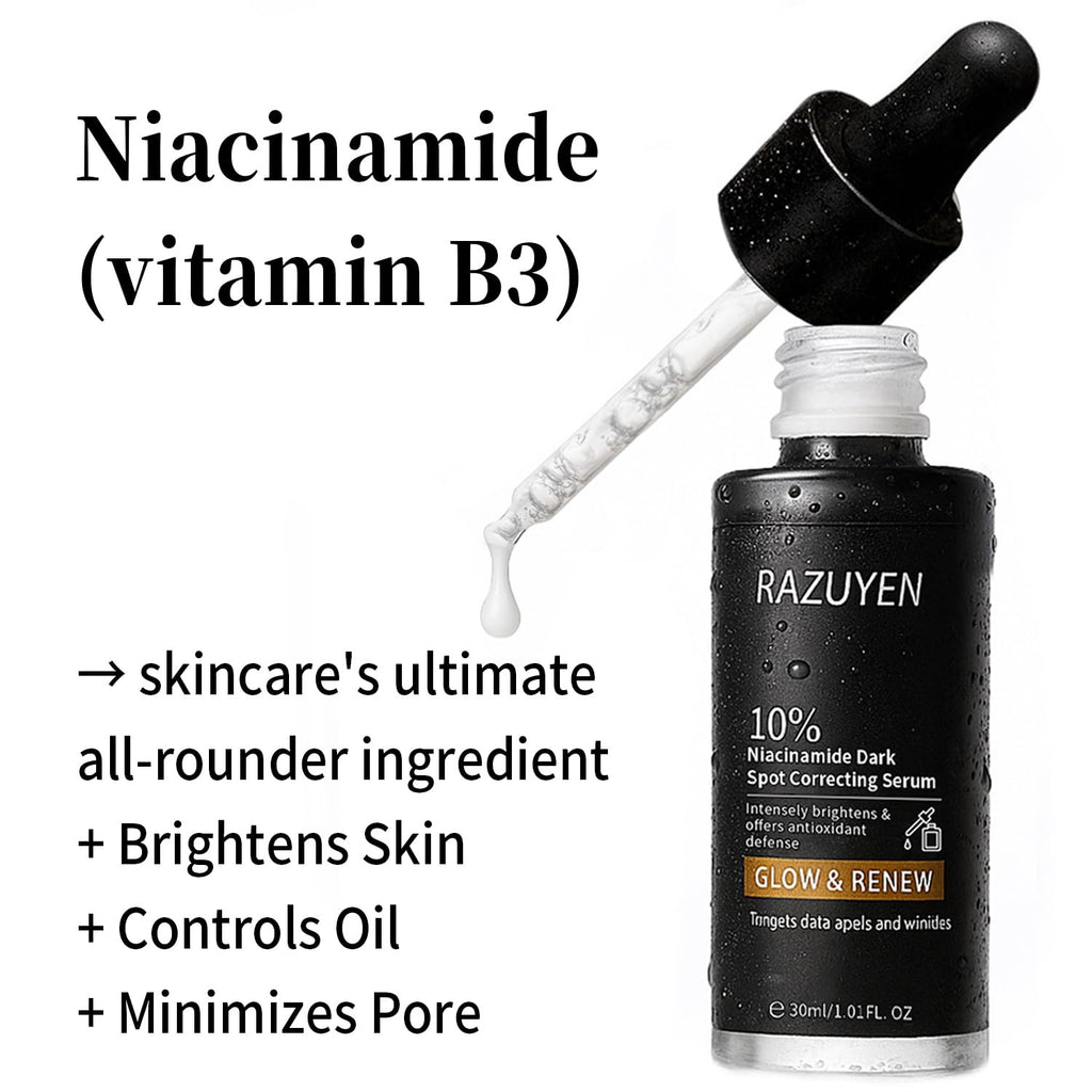 RAZUYEN 10% Niacinamide Serum for face, with Panthenol & Arbutin, 30 ml