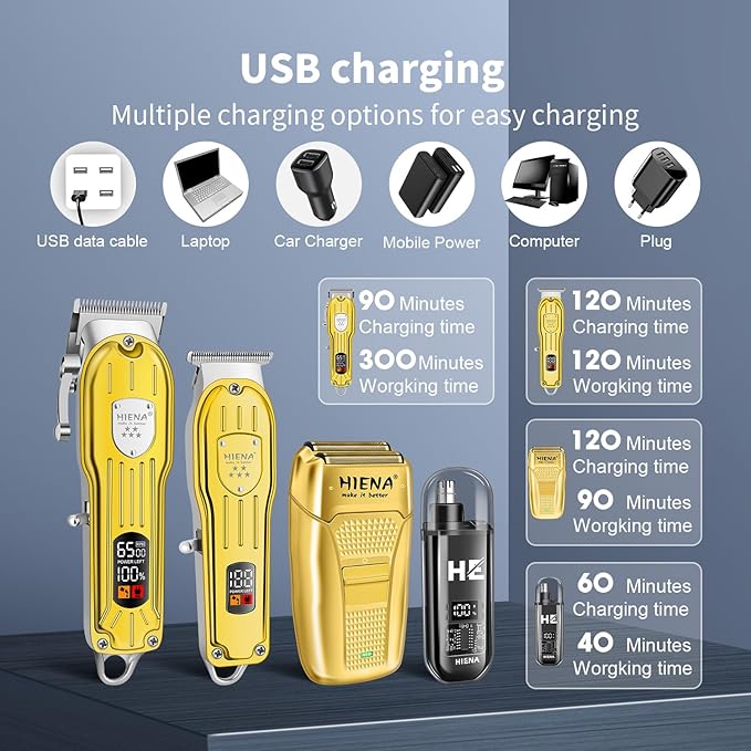 HIENA PRO Hair Clippers for Men, 4-in-1 Professional Barber Kit