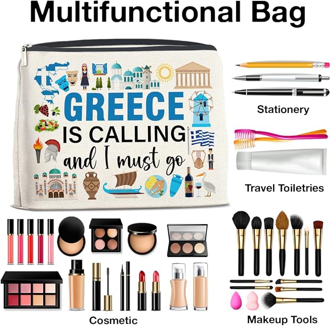 UPNEGE Greece Travel Gifts Makeup Bag Souvenir for Women Friends Traveler