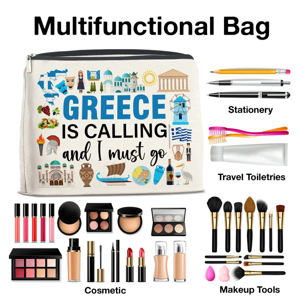 UPNEGE Greece Travel Gifts Makeup Bag Souvenir for Women Friends Traveler