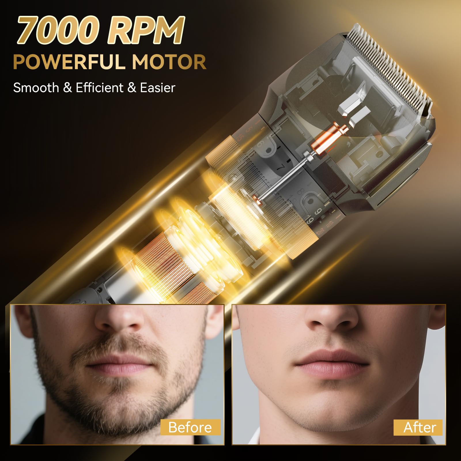 kensen Beard Trimmer for Men - 42 Adjustable Length Settings Hair Clippers, Professional Mustache Trimmer for Men Precision Facial Hair Trimming Nose Trimmers IPX6 Grade LED Display Body Hair Trimmers