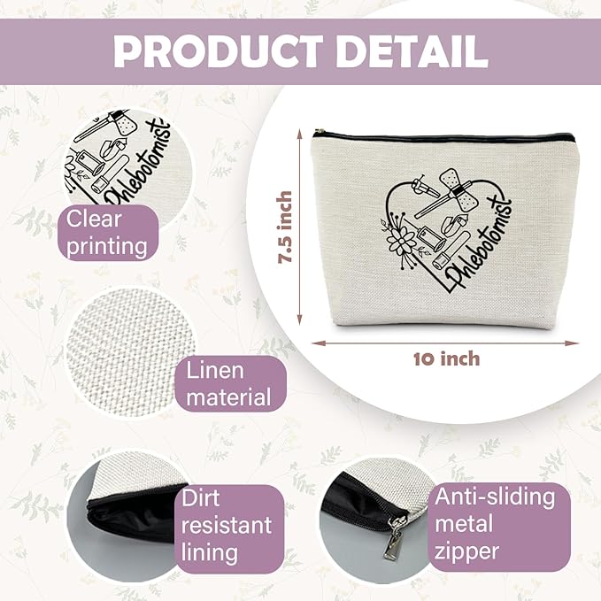 RYYCDOI Phlebotomy Gifts for Women, Phlebotomist Nurse Makeup Bag, Phlebotomist gifts Supplies Cosmetic Bags Makeup Pouch