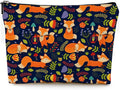Givotin Small Makeup Bag for Purse Cute Canvas Waterproof Cosmetic Bags for Women Zipper Travel Toiletry Pouch-Fox Makeup Bags