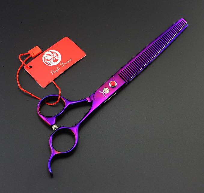 Purple Dragon 8 inch 3 in 1 Professional Pet Grooming Thinning Scissors