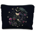 RYYCDOI Goth Raven Makeup Bag, Celestial Sun and Moon Phase Witchy Makeup Bag for Women, Witch Stuff, Halloween Black Crow Floral Cosmetic Bag Toiletry Bag for Women, Black