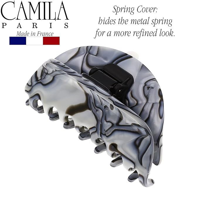 Camila Paris CP2958 French Hair Clip for Women, Small Handmade, Gray, Strong Hold Grip Hair Clips for Women, No Slip Durable Styling Girls Hair Accessories, Made in France