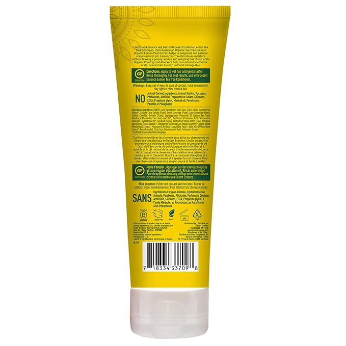 Desert Essence Lemon Tea Tree Clarifying Shampoo for Oily Hair, 8 fl oz
