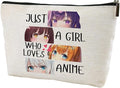 LANBAIHE Anime Fans Makeup Bag Gift - Just A Gir Who Really Loves Anime, Travel Cosmetic Bag For Her Mom Birthday, Christmas, Mother's Day