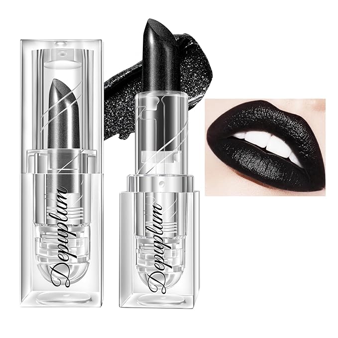 Depuplum Black Lipstick Shimmer Halloween Face Body Paint for Women