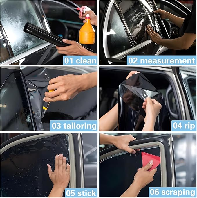TOYOCO Ceramic Car Window Tint Film, 5% VLT, 20" x 20FT Window Privacy Film, No Signal Interference, 99% UV Protection & Scratch-Resistant for Side & Rear Windows, DIY Install