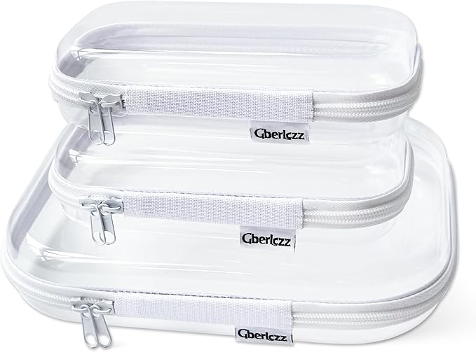 Gberlczz Clear Hard Zipper Case for Storage, Durable Clear Zipper Pouches, Hard Plastic Zippered Pouch for Snacks Toy Travel Organizer