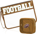 BuyCard 2 Pcs Football Gifts Makeup Bag with Chenille Letter Patch, Clear Cosmetic Pouch PVC Organizer Purse, Waterproof Travel Bag, Portable Toiletry Storage Bag for Her Girls Friends Women
