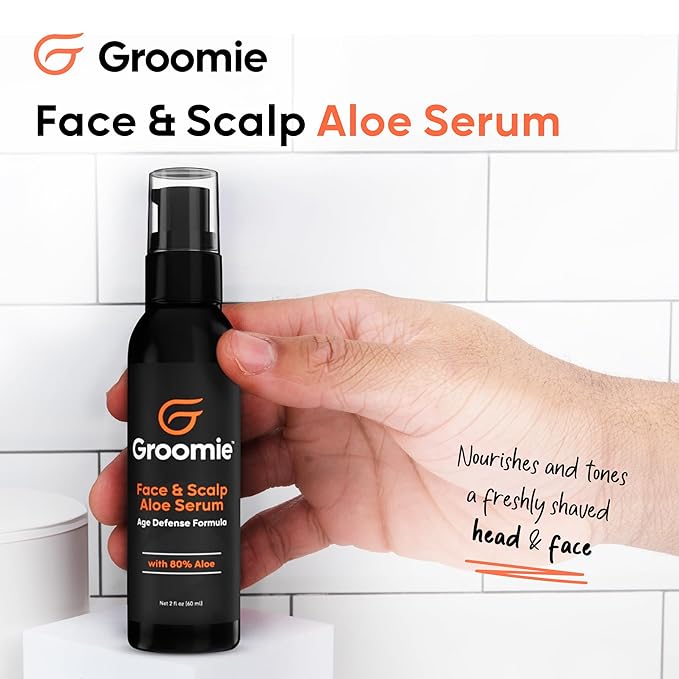 Groomie Face & Scalp Aloe Vera Serum, Hydrating Moisturizer, 2 Fl Oz