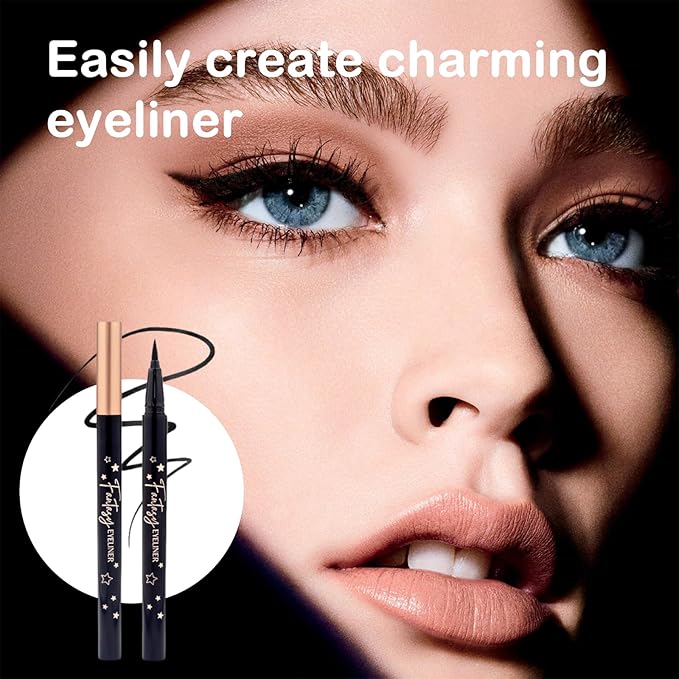 OZ LAB Beauty Fantasy Eyeliner Pen – Ultra-Fine Felt Tip, Waterproof & Smudge-Proof Liquid Eyeliner, 24H Long Wear, Jet Black, Quick-Drying, Cruelty-Free, 0.01 FL.OZ/0.4 ML
