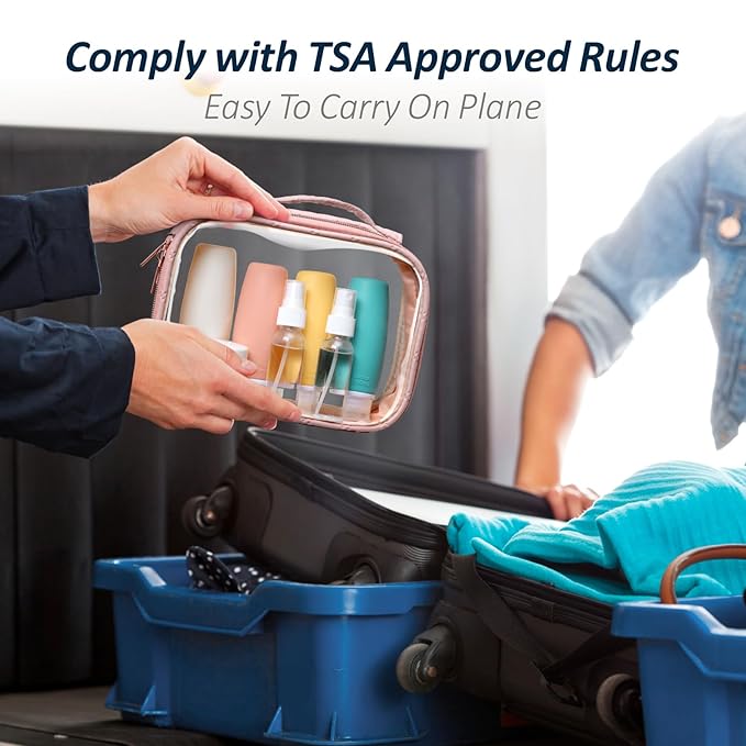 PACKISM TSA Approved Toiletry Bag with Bottles - 3.4 oz Silicone Container