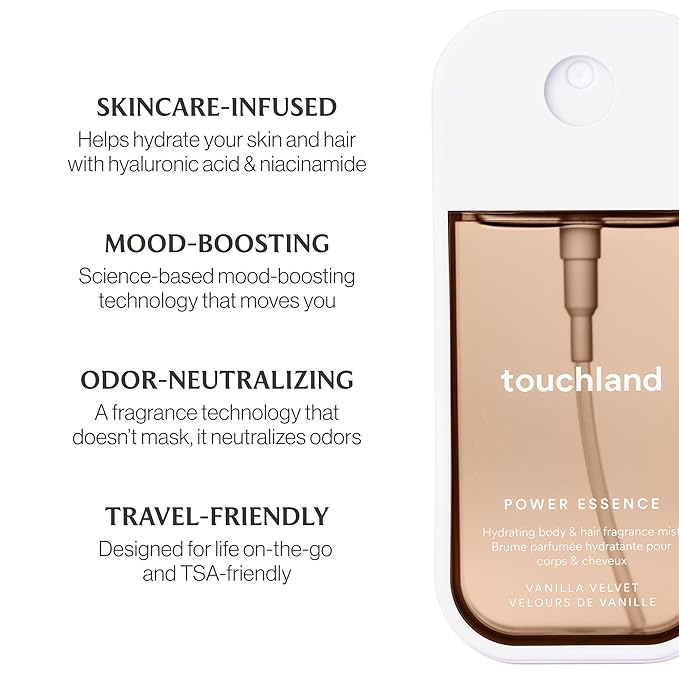 Touchland Body & Hair Vanilla Velvet Hydrating Fragrance Mist Travel Size