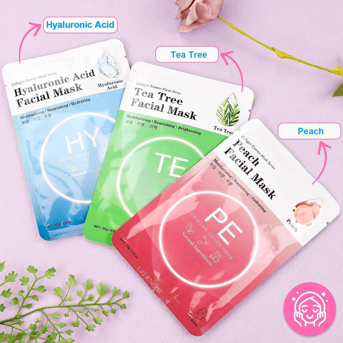 100 Pack Collagen Essence Sheet Facial Masks, Bulk Face Masks Skincare