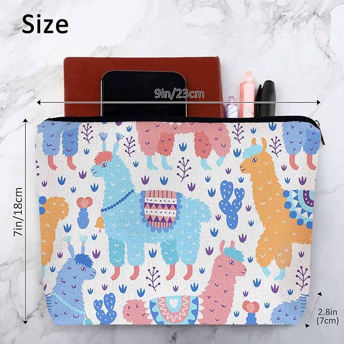 Kalygon Makeup Bag For Purse Llama, Cartoon Llama Alpaca Cactus Cosmetic Bags For Women With Zipper Travel Toiletry Pouch Makeup Bags Makeup Organizers Purse For Toiletries Cosmetics