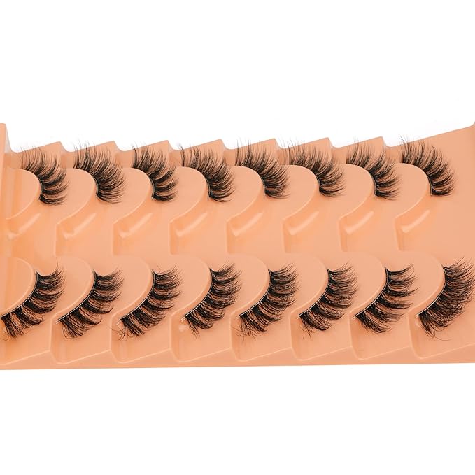 alphonse Half Lashes Natural Look Half Lash Cateye Clear Band Half Eyelashes Cat Eye Fluffy Wispy Accent Lashes 3/4 Flared End Lashes Pack 8 Pairs by ALPHONSE, 8.0 Count