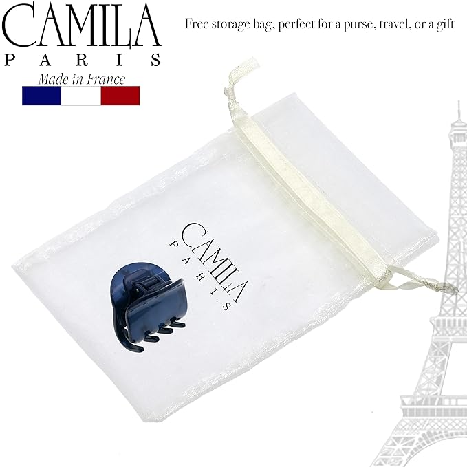 Camila Paris CP3269 French Small Hair Clips for Women, 1.75" Blue Small Claw Clip Fashion Styling Mini Hair Clip Accessories for Women, Strong Hold No Slip Grip Cute Claw Clips, Made in France