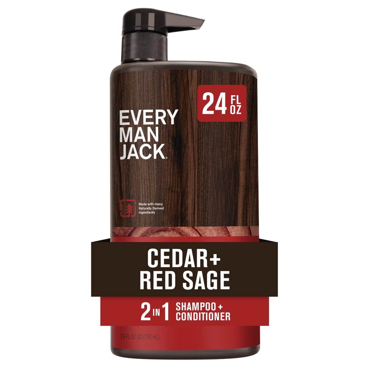 Every Man Jack Men's Shampoo & Conditioner 2-in-1, Amber Sandalwood, 24 oz