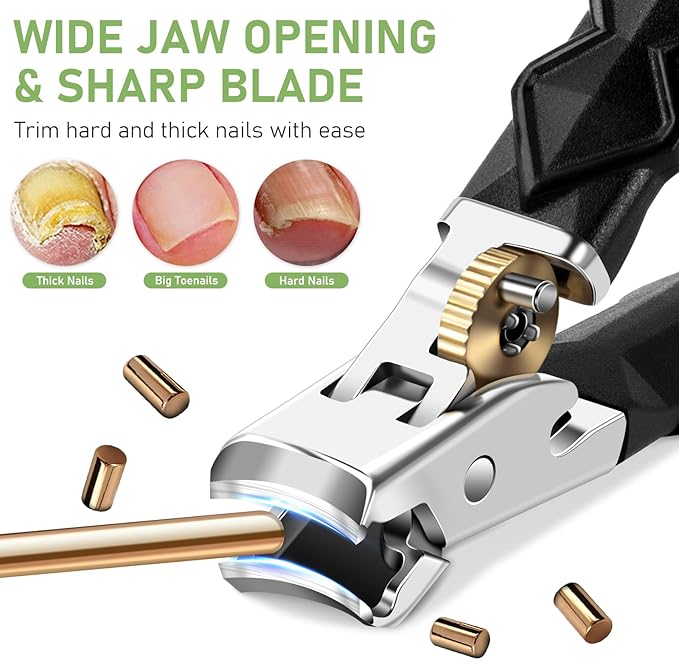 Toenail Clippers for Thick Toenails, Slanted Nail Clippers for Men, Heavy Duty Ingrown Toenail Clippers Nail Cutters, Ultra Sharp Wide Jaw Opening Nail Clippers with Long Handle