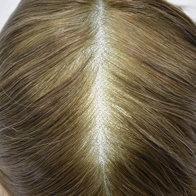 F M FACE MIRACLE NEW YORK Mens Toupee Human Hair Piece French Lace Toupee for Man Hair System Indian Human Hair Replacement Systems V-Looped PU Front Hairpieces 7"X9" 17#DARK ASH BLONDE