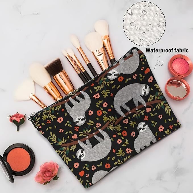 XFN Sloth Gifts Makeup Bag, Sloth Stuff Cosmetic Bag Travel Pouch, Sloths Lovers Gifts for Women Girls Daughter Sisters Coworker Best Friend Friendship Graduation Birthday