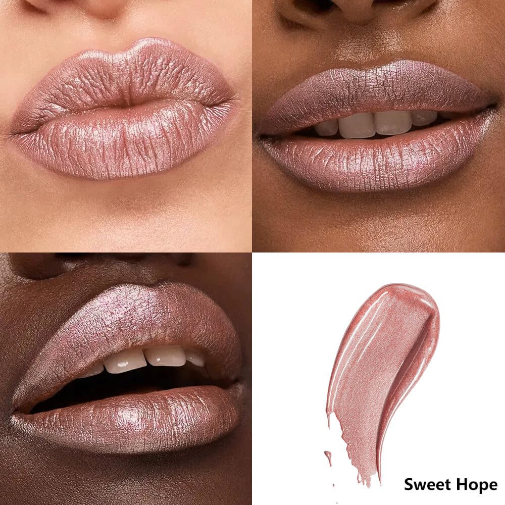ilembane Nude Pink Metallic Liquid Lipstick Shimmer Long Wear - Sweet Hope
