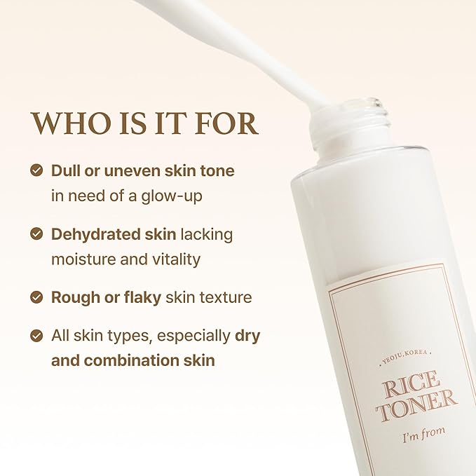 I'm From Rice Toner, 77.78% Rice Extract from Korea, Glow Essence with Niacinamide, Hydrating for Dry Skin, Vegan, Alcohol Free, Fragrance Free, Peta Approved, K Beauty Toner, 5.07 Fl Oz