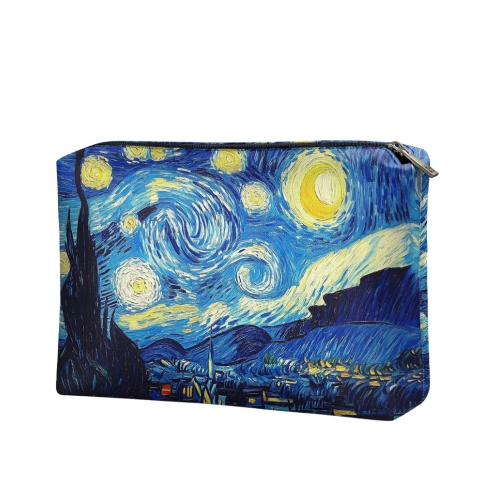 COEQINE Starry Night Makeup Bags for Women Leather Cosmetic Bags for Travel Party Bag Makeup Organizer Bag With Zipper Easy To Clean Fashion Cosmetic Travel Bag Small Cosmetic Wallet for Ladies