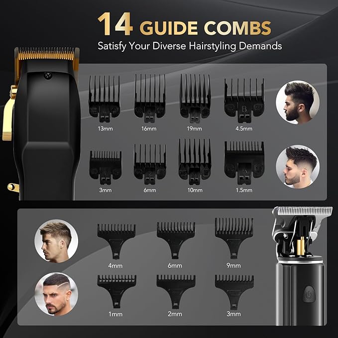 YOGINGO Professional Hair Clippers for Men, Barber Hair Cutting Kit Cordless, Rechargeable Grooming Set Gifts for Men
