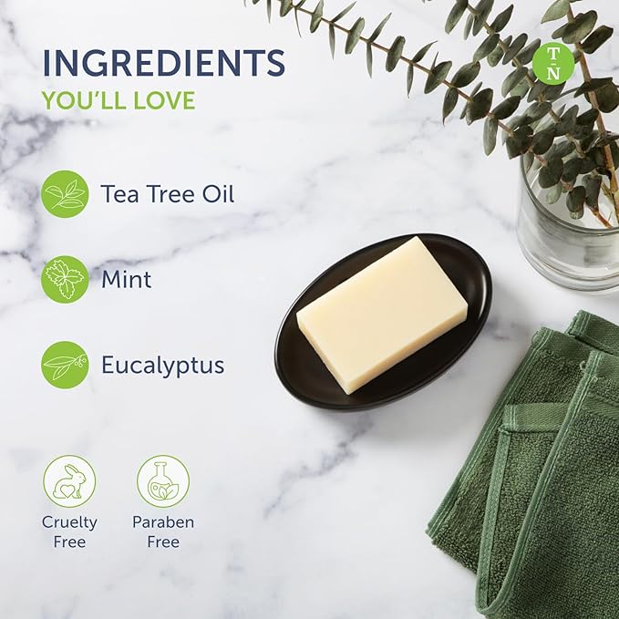 Truremedy Naturals Tea Tree Soap Bar 2-Pack, infused with Peppermint & Eucalyptus – Refreshing Foot and Body Cleanser for Men and Women, 4 oz