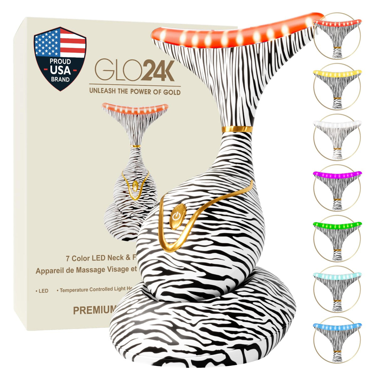 GLO24K LED Face Massager and Neck Wand - Beauty Skin Care Tool